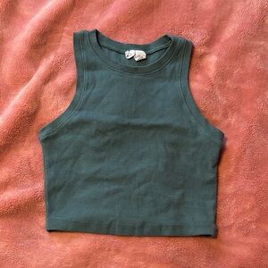 Tilly's Deep Green Ribbed Tank Top
